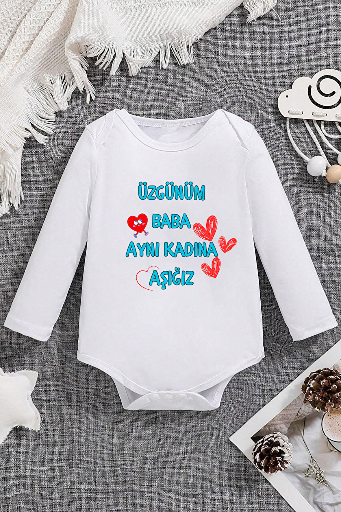 %100 Pamuk Aynı Kadına Aşığız Baskılı Zıbın & Body