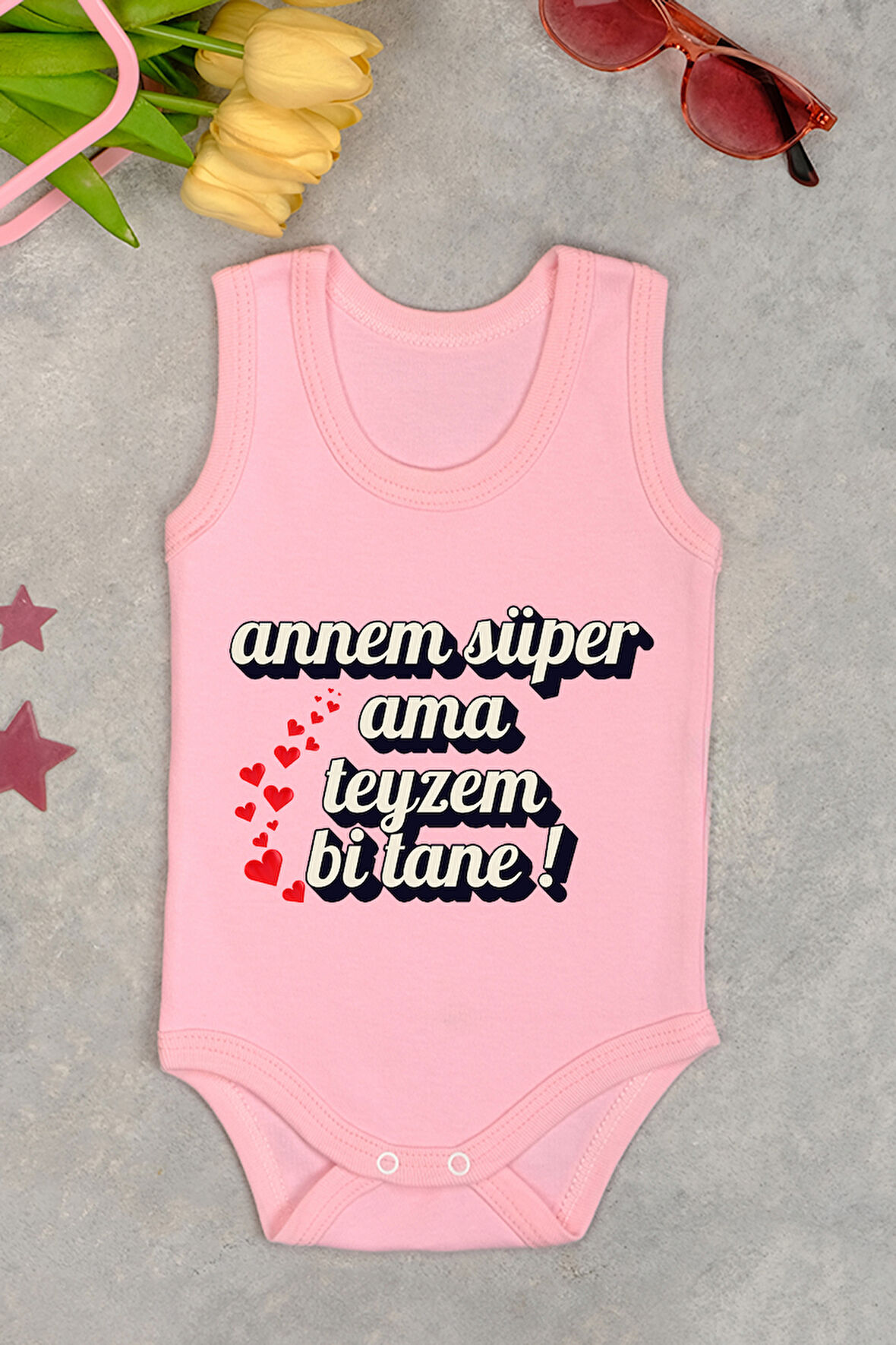 %100 Pamuk Teyzem Bi Tane Baskılı Zıbın & Body