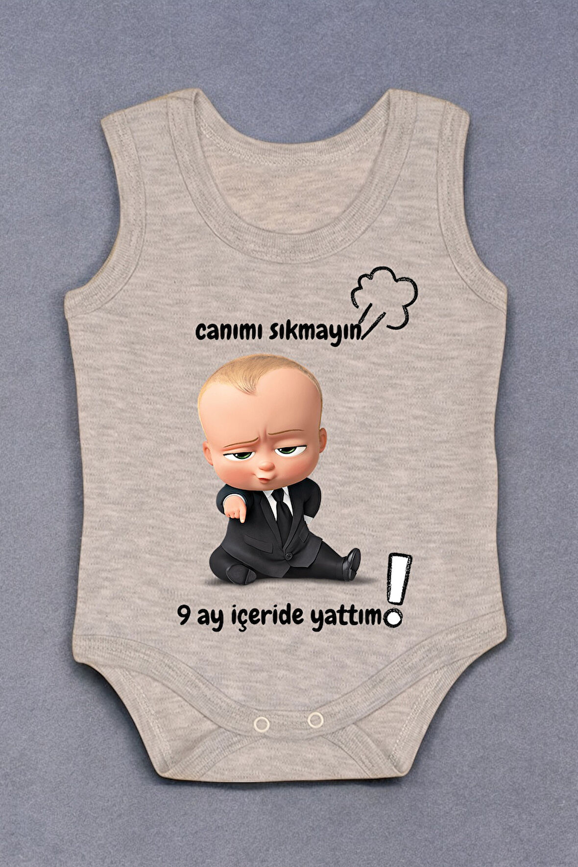 %100 Pamuk 9 Ay İçeride Yattım Baskılı Zıbın & Body