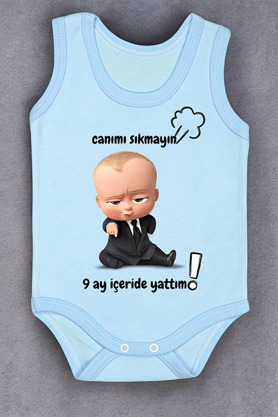 %100 Pamuk 9 Ay İçeride Yattım Baskılı Zıbın & Body