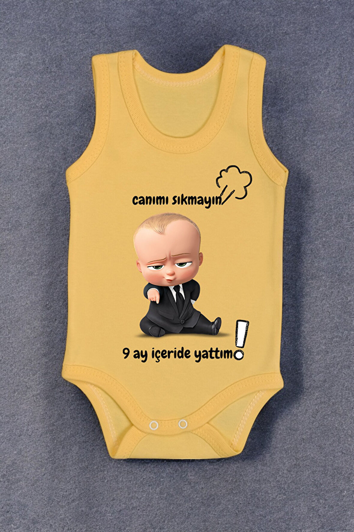 %100 Pamuk 9 Ay İçeride Yattım Baskılı Zıbın & Body