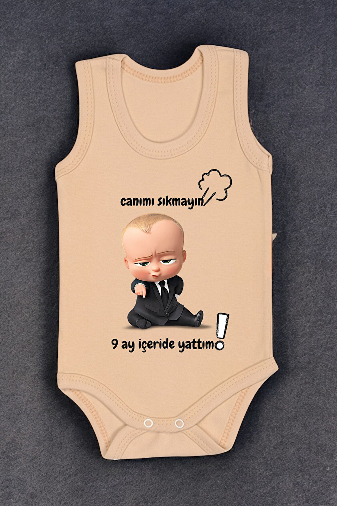 %100 Pamuk 9 Ay İçeride Yattım Baskılı Zıbın & Body