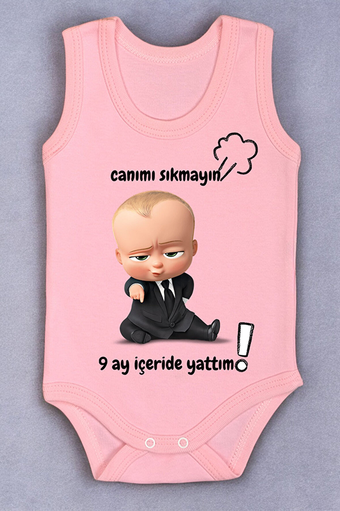 %100 Pamuk 9 Ay İçeride Yattım Baskılı Zıbın & Body