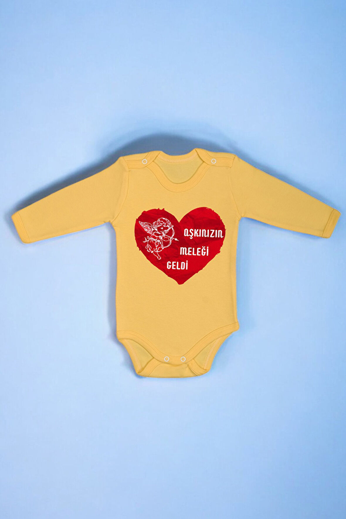 %100 Pamuk Aşkınızın Meleği Geldi Baskılı Zıbın & Body