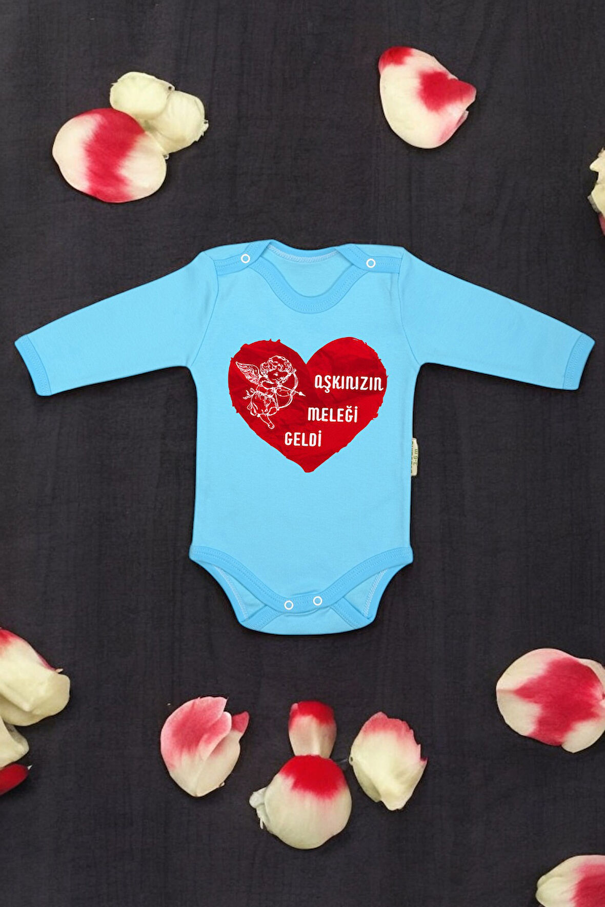 %100 Pamuk Aşkınızın Meleği Geldi Baskılı Zıbın & Body