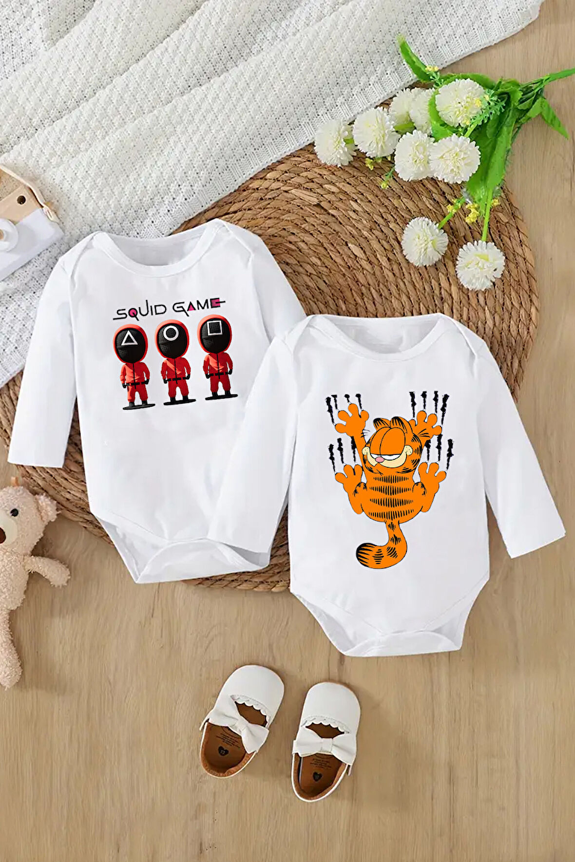 %100 Pamuklu Yumuşak Doku Baskılı Zıbın & Body