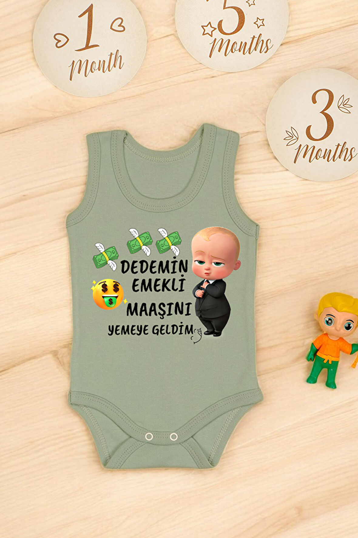 %100 Pamuklu Dedemim Emekli Maaşını Yemeye Geldim Baskılı Yumuşak Doku Baskılı Zıbın & Body