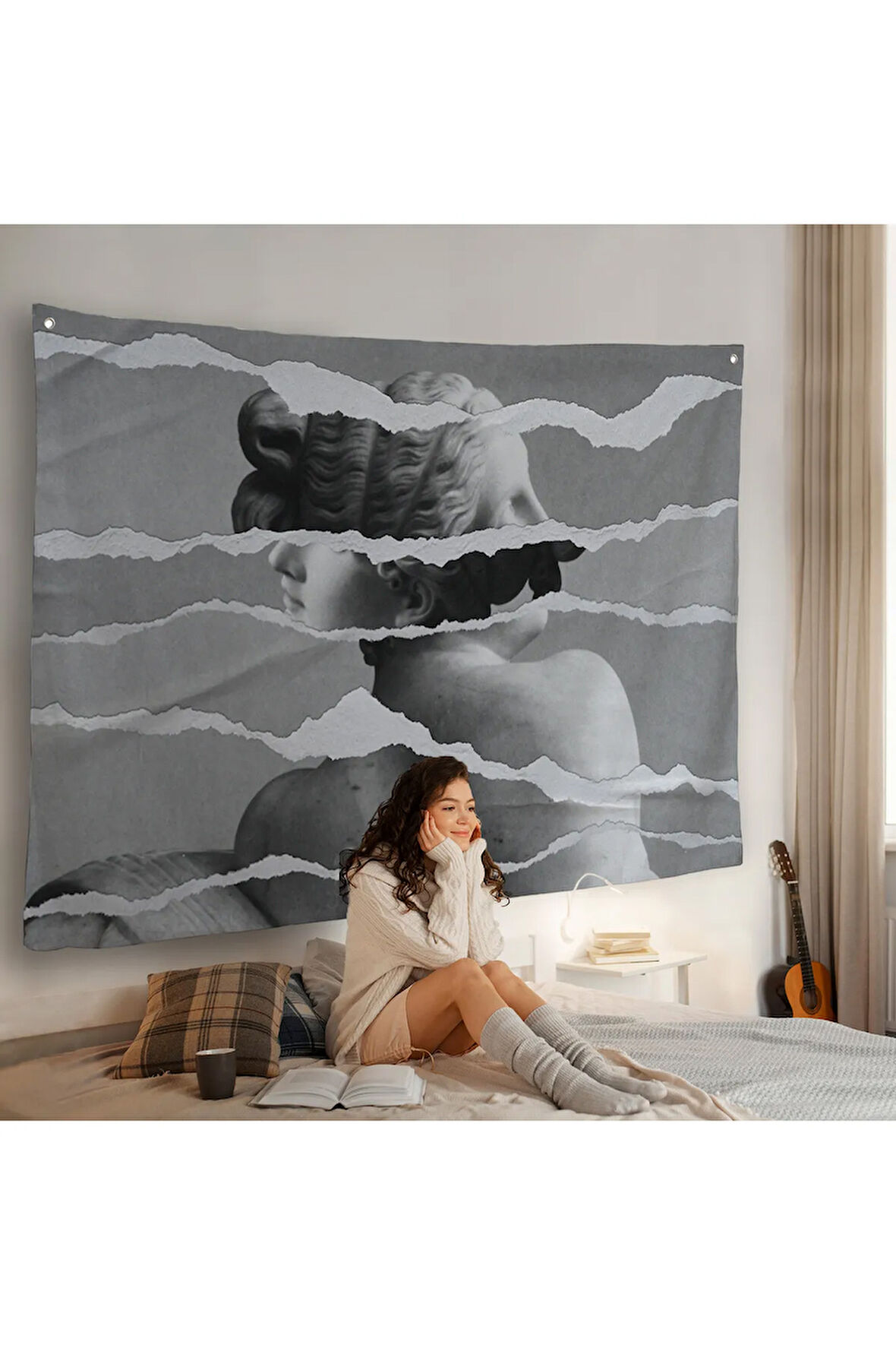 Yunan Heykeli Görüntüsü Yırtık Kağıt Duvar Örtüsü-7231