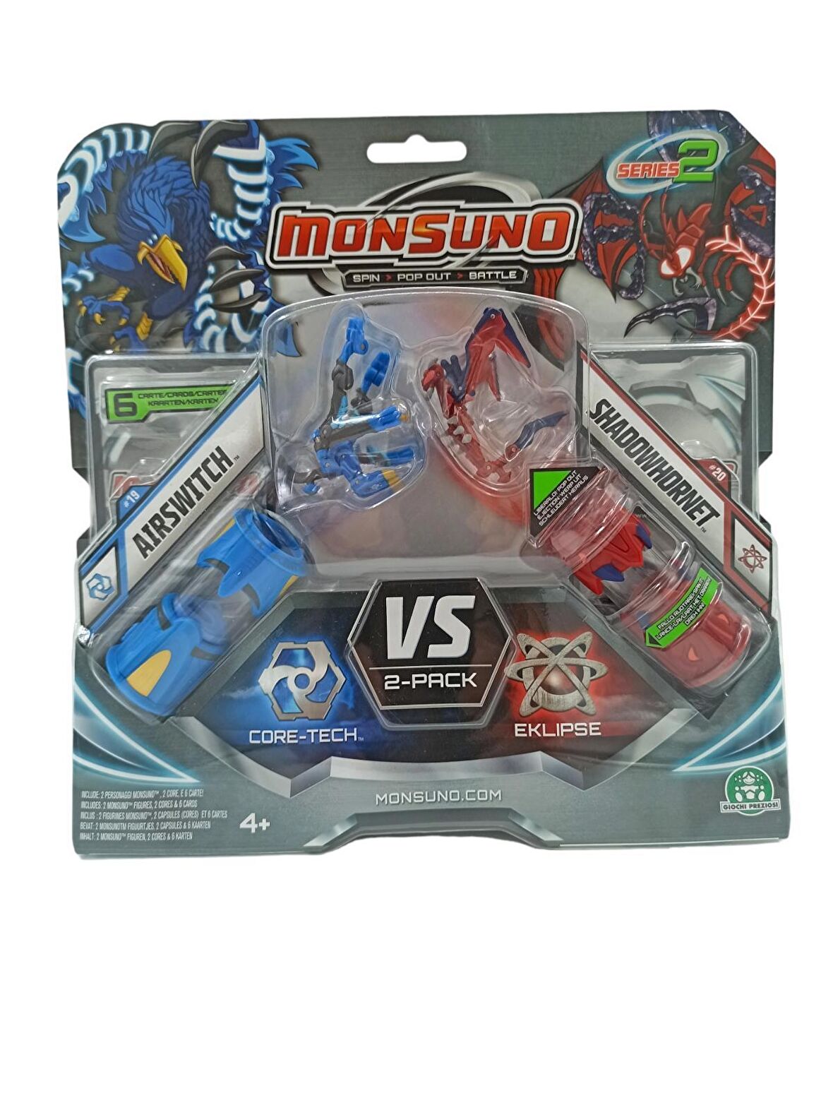 Monsuno Airswitch, Shadowhornet 2 Tüp 2 Kart 2 Figür Lisanslı Monsuno Oyuncakları