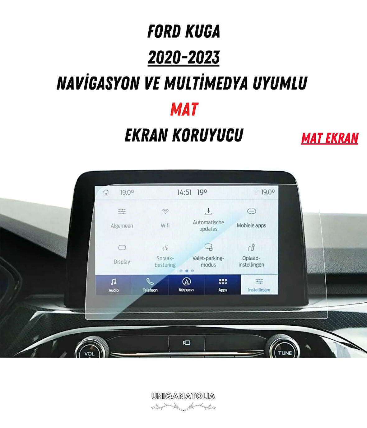 Ford Kuga 2020-2023 Navigasyon ve Multimedya Uyumlu Mat Ekran Koruyucu