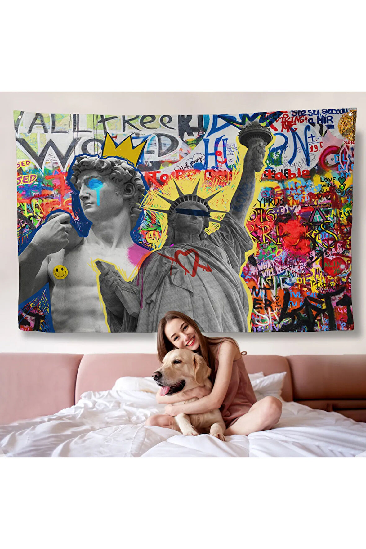 Renkli Punk Rock Duvar Örtüsü-7236