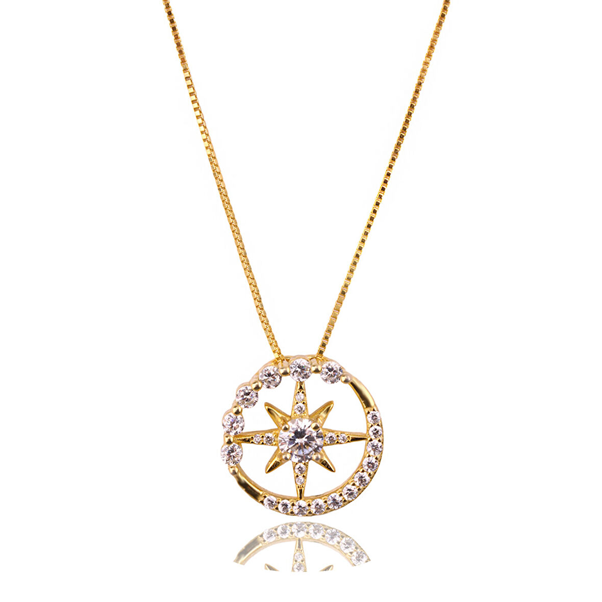 Masaliko Kutup Yıldızı Gümüş Kolye Ms3307, 925 Ayar Kadın Gümüş Kolye, İthal Ürün, Altın Kaplama