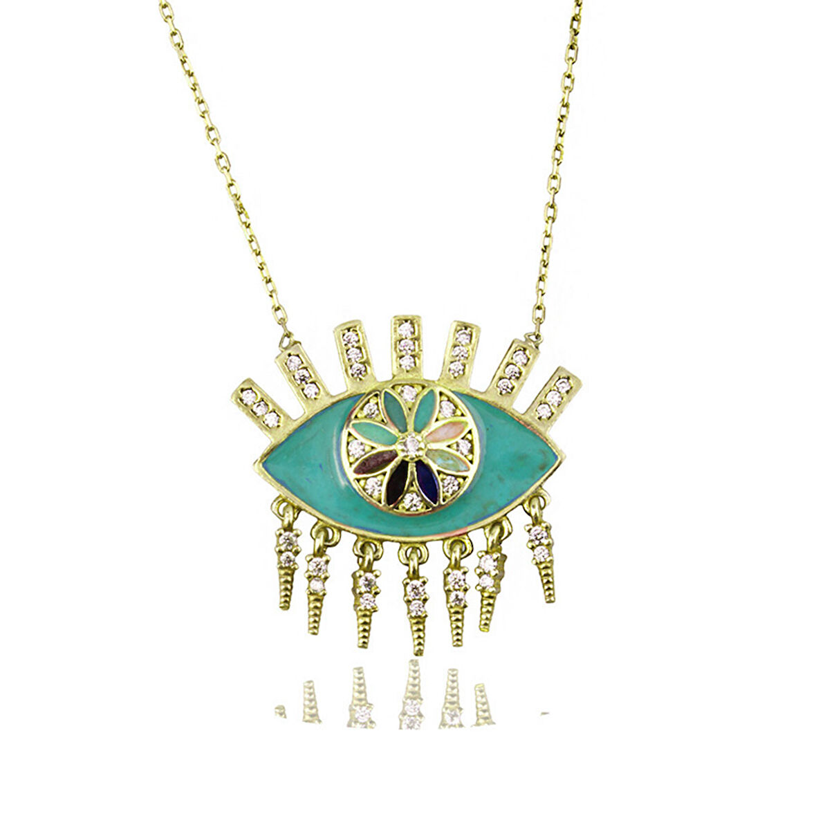 Masaliko Göz Gümüş Kolye Ms3342, 925 Ayar Kadın Gümüş Kolye, Altın Kaplama