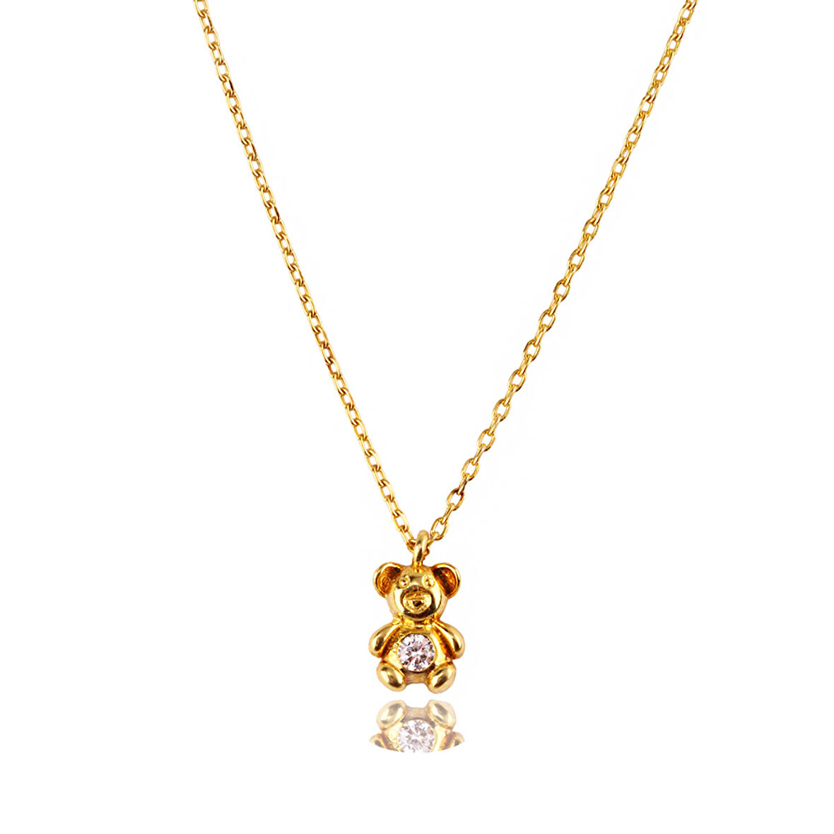 Masaliko Ayıcık Gümüş Kolye Ms3347, 925 Ayar Kadın Gümüş Kolye, Altın Kaplama