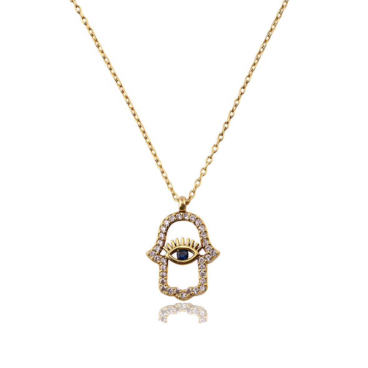 Masaliko Fatma Ana Eli M 3 Gümüş Kolye Ms3365, 925 Ayar Kadın Gümüş Kolye, Altın Kaplama