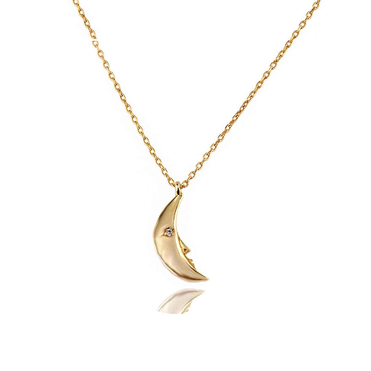 Masaliko Ay Gümüş Kolye Ms3367, 925 Ayar Kadın Gümüş Kolye, Altın Kaplama