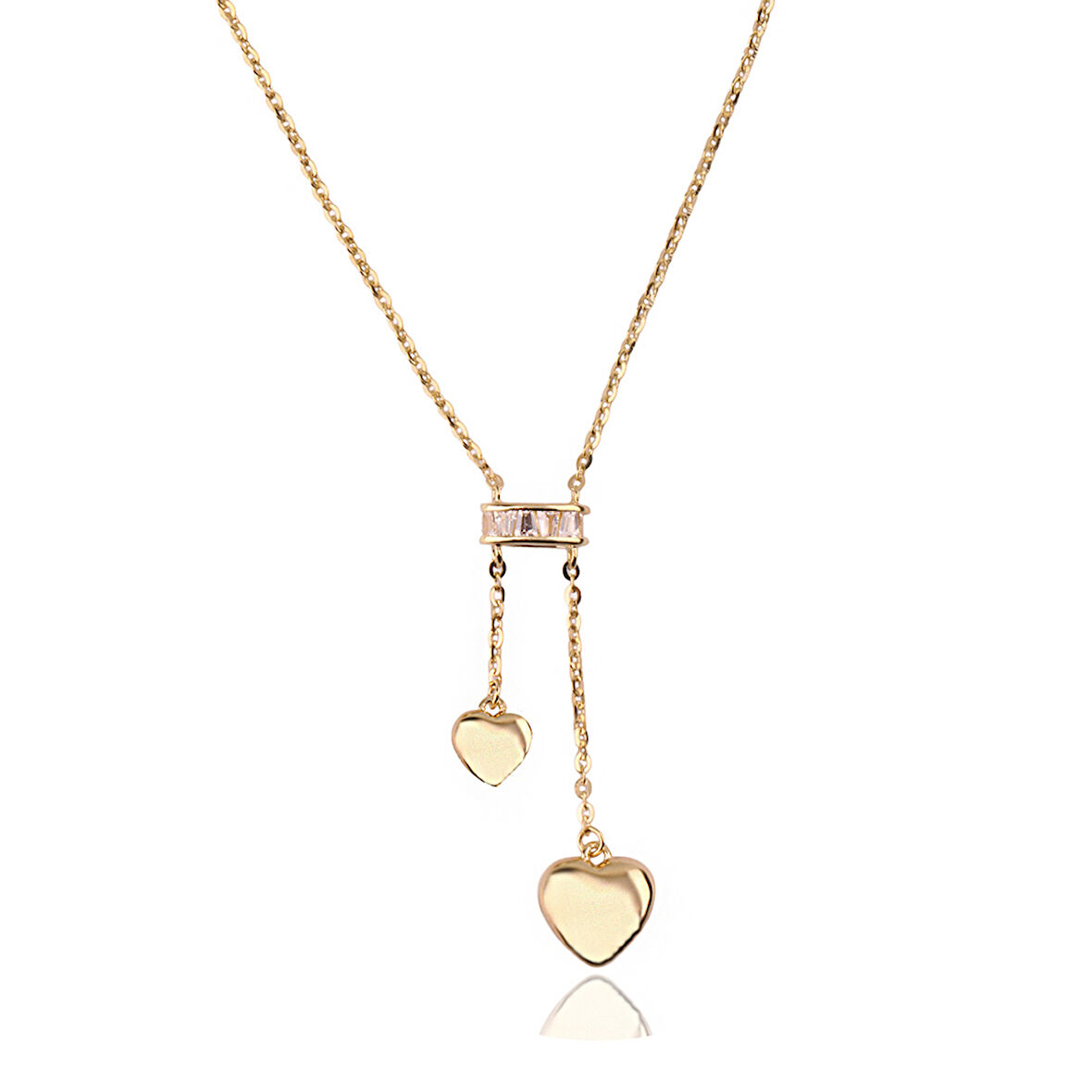 Maliko Gazio S 4 Kalp Gümüş Kolye Ms3715, 925 Ayar Kadın Gümüş kolye, İthal Ürün, Altın Kaplama