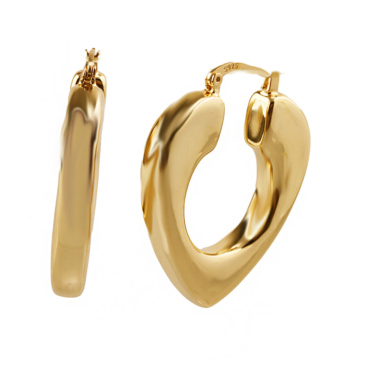 Masaliko Lui S 4 Kalp Şarnel Gümüş Küpe Ms3722, 925 Ayar Kadın Gümüş Küpe, İthal Ürün