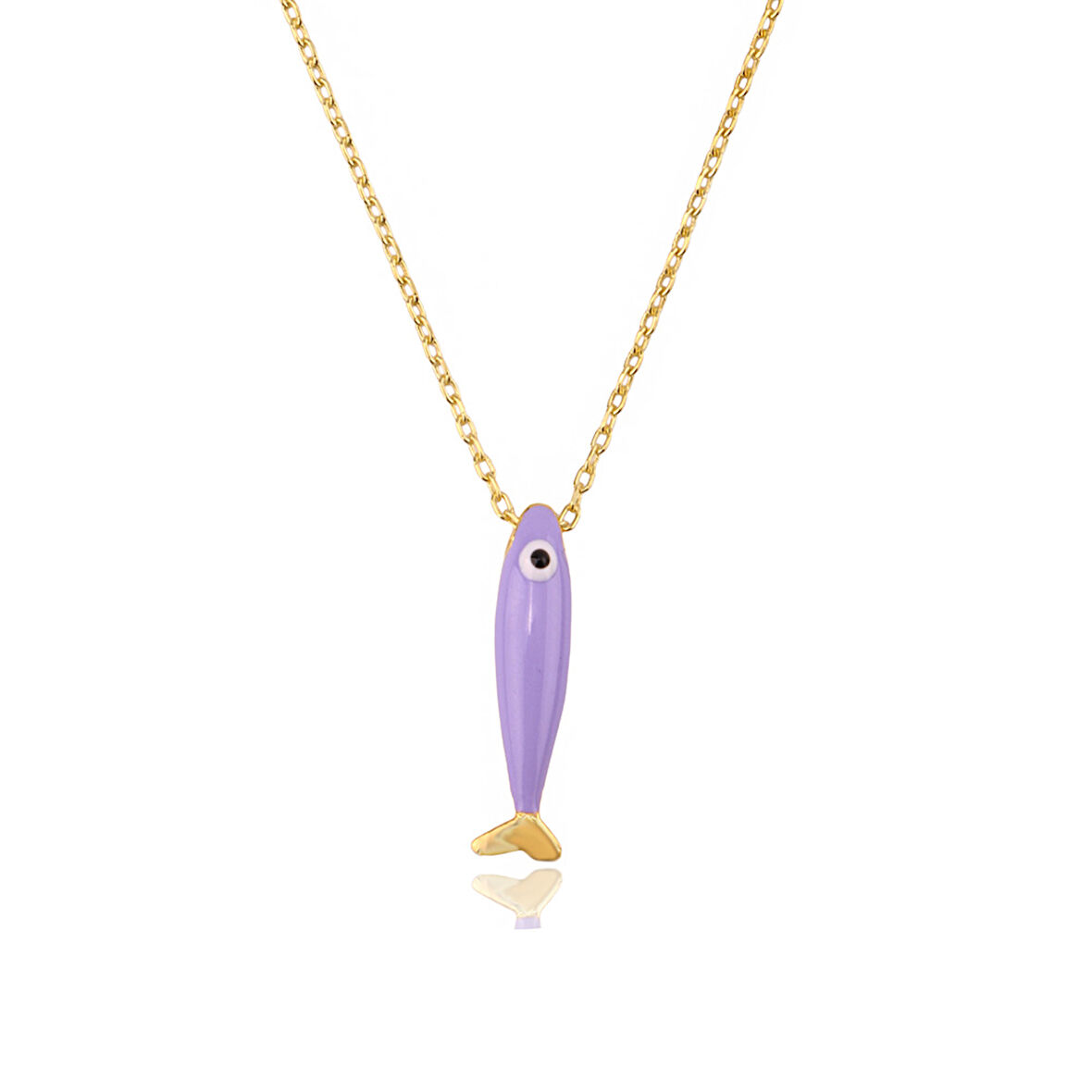 Masaliko Balık S 1 Lila Gümüş Kolye Ms3785, 925 Ayar Kadın Gümüş Kolye, Altın Kaplama