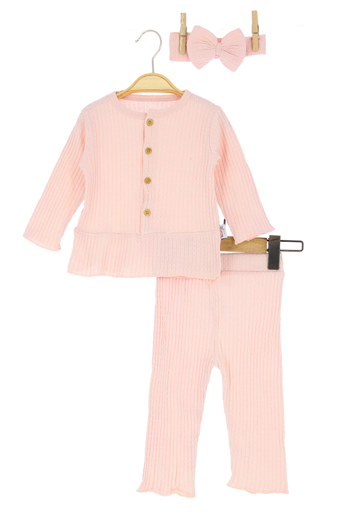 Kız Bebek Takım Bandanalı Düğmeli