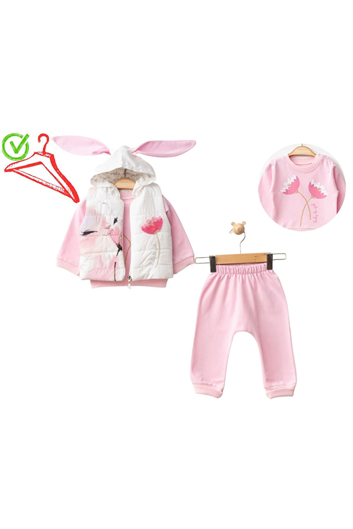 Kız Bebek Takım Üç Parça