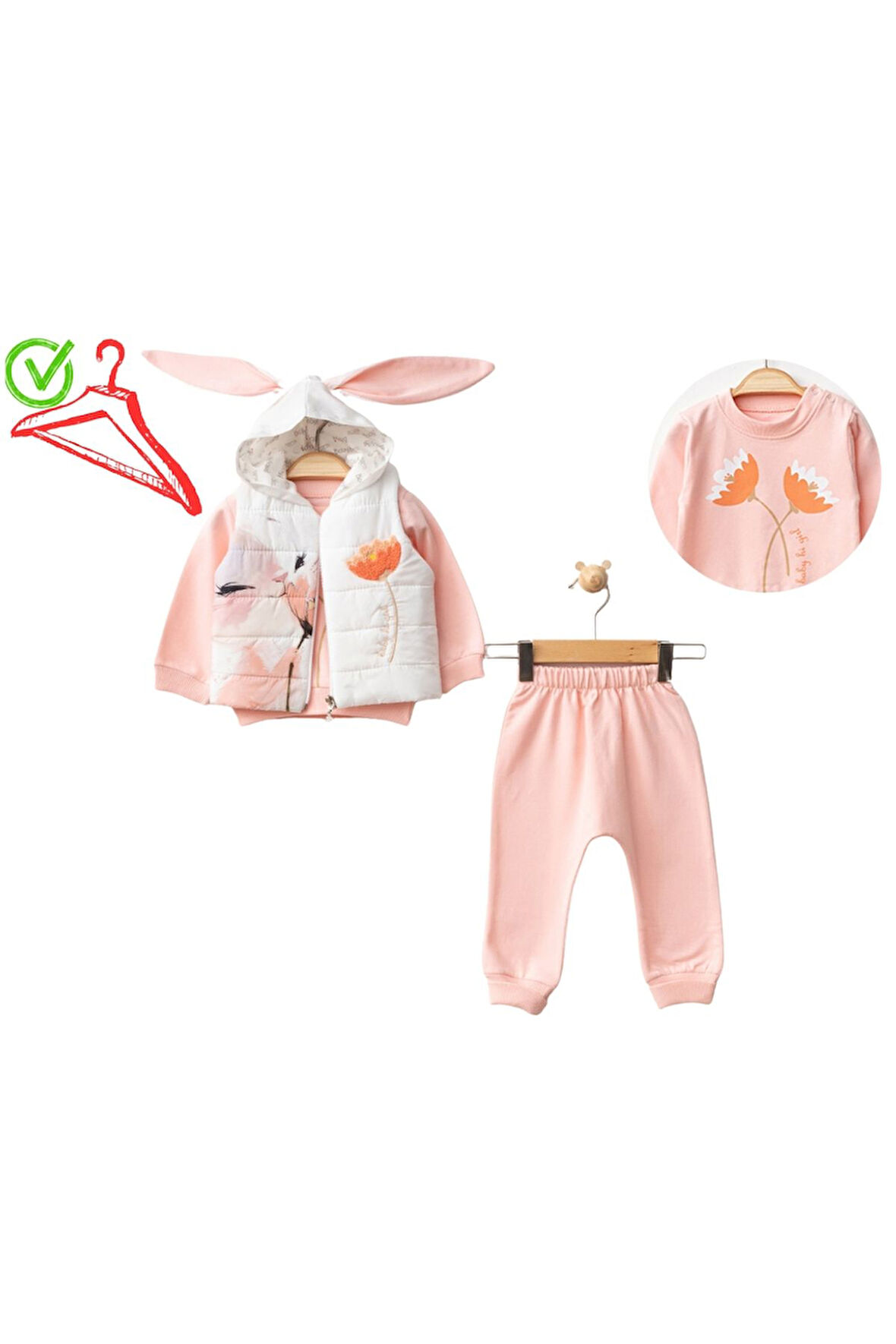 Kız Bebek Takım Üç Parça