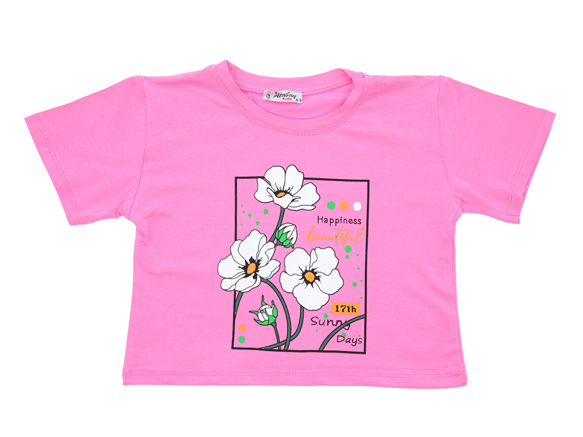 Kız Çocuk T-Shirt Happiness Baskılı