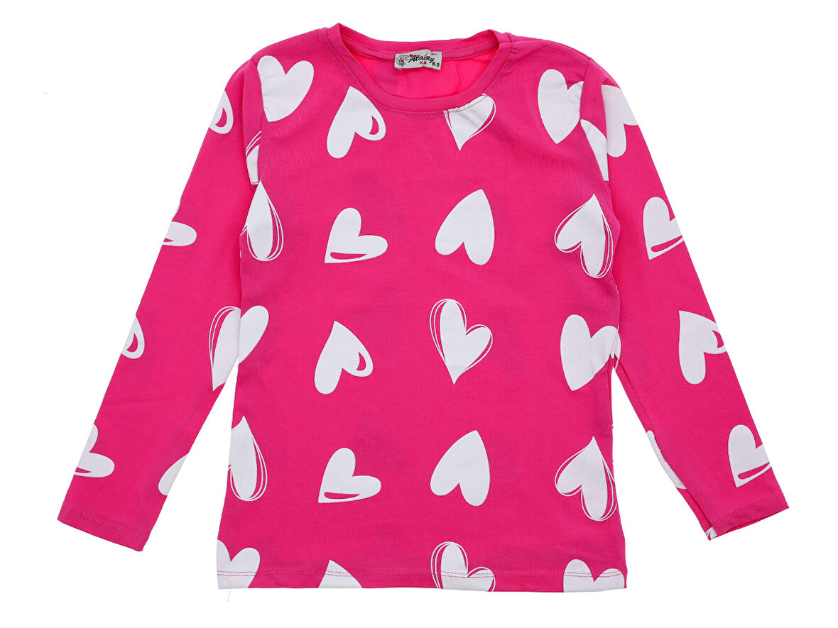 Kız Çocuk Bluz Kalp Baskılı