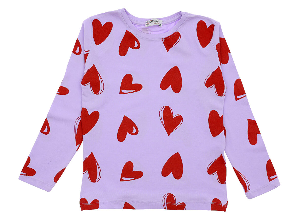Kız Çocuk Bluz Kalp Baskılı