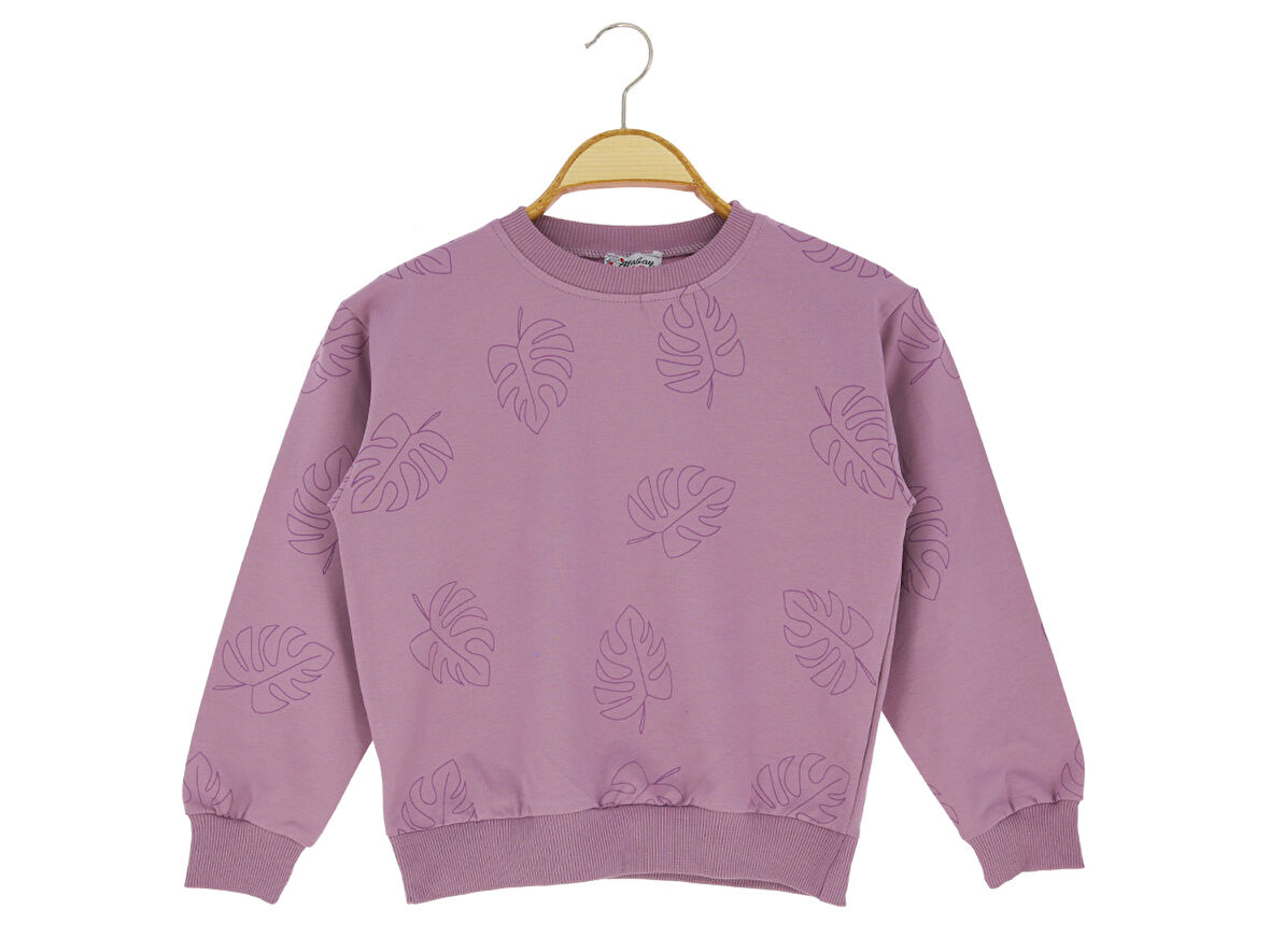 Kız Çocuk Sweatshirt Yaprak Baskılı