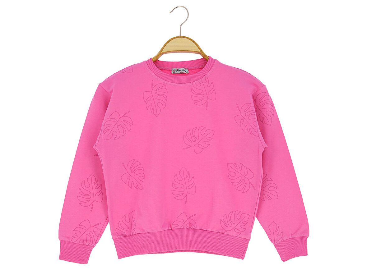 Kız Çocuk Sweatshirt Yaprak Baskılı