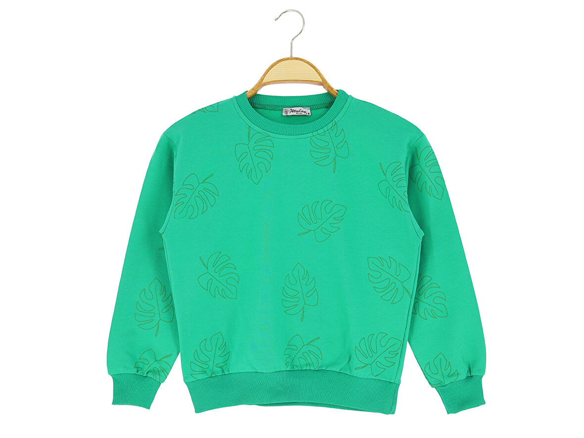 Kız Çocuk Sweatshirt Yaprak Baskılı