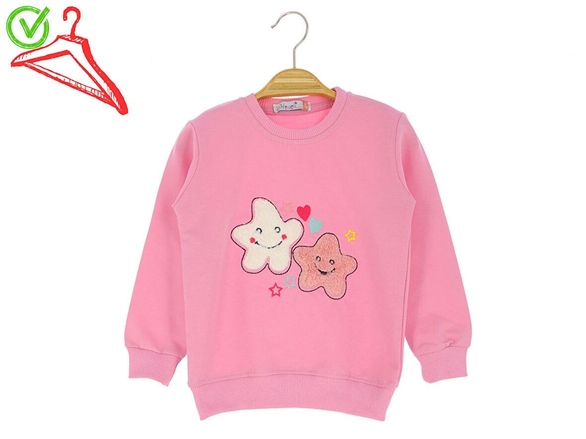 Kız Çocuk Sweatshirt Yıldız Baskılı