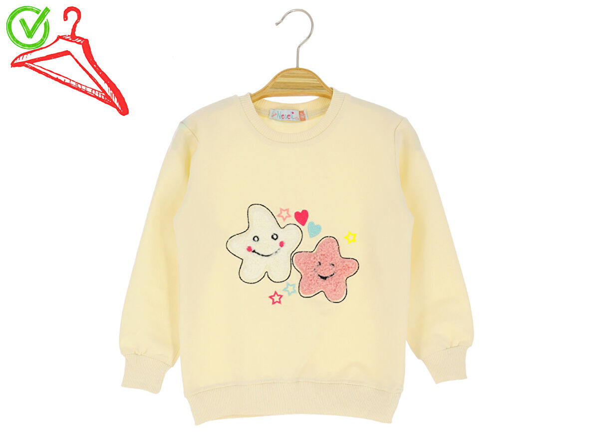 Kız Çocuk Sweatshirt Yıldız Baskılı
