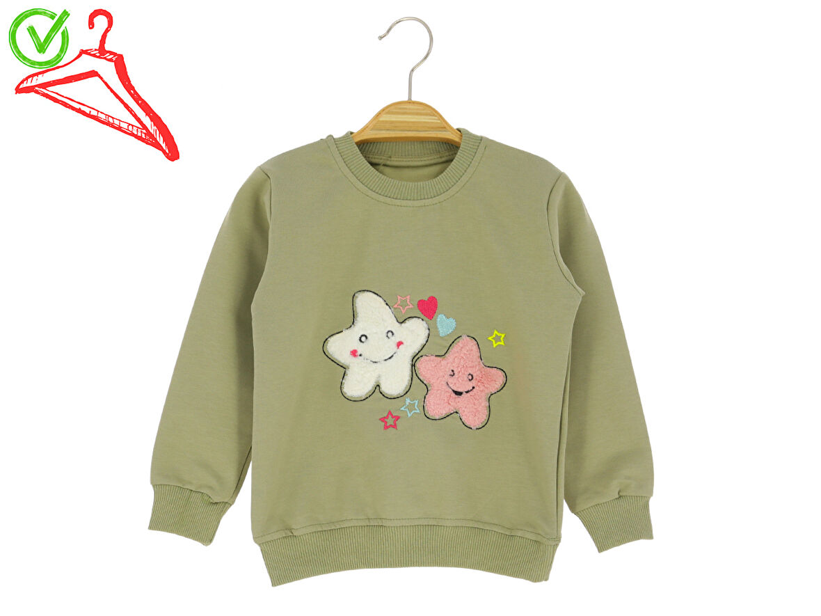 Kız Çocuk Sweatshirt Yıldız Baskılı