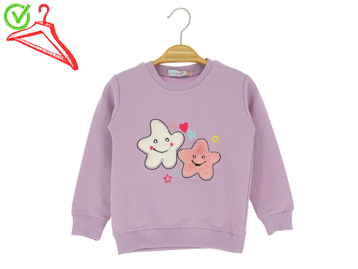 Kız Çocuk Sweatshirt Yıldız Baskılı