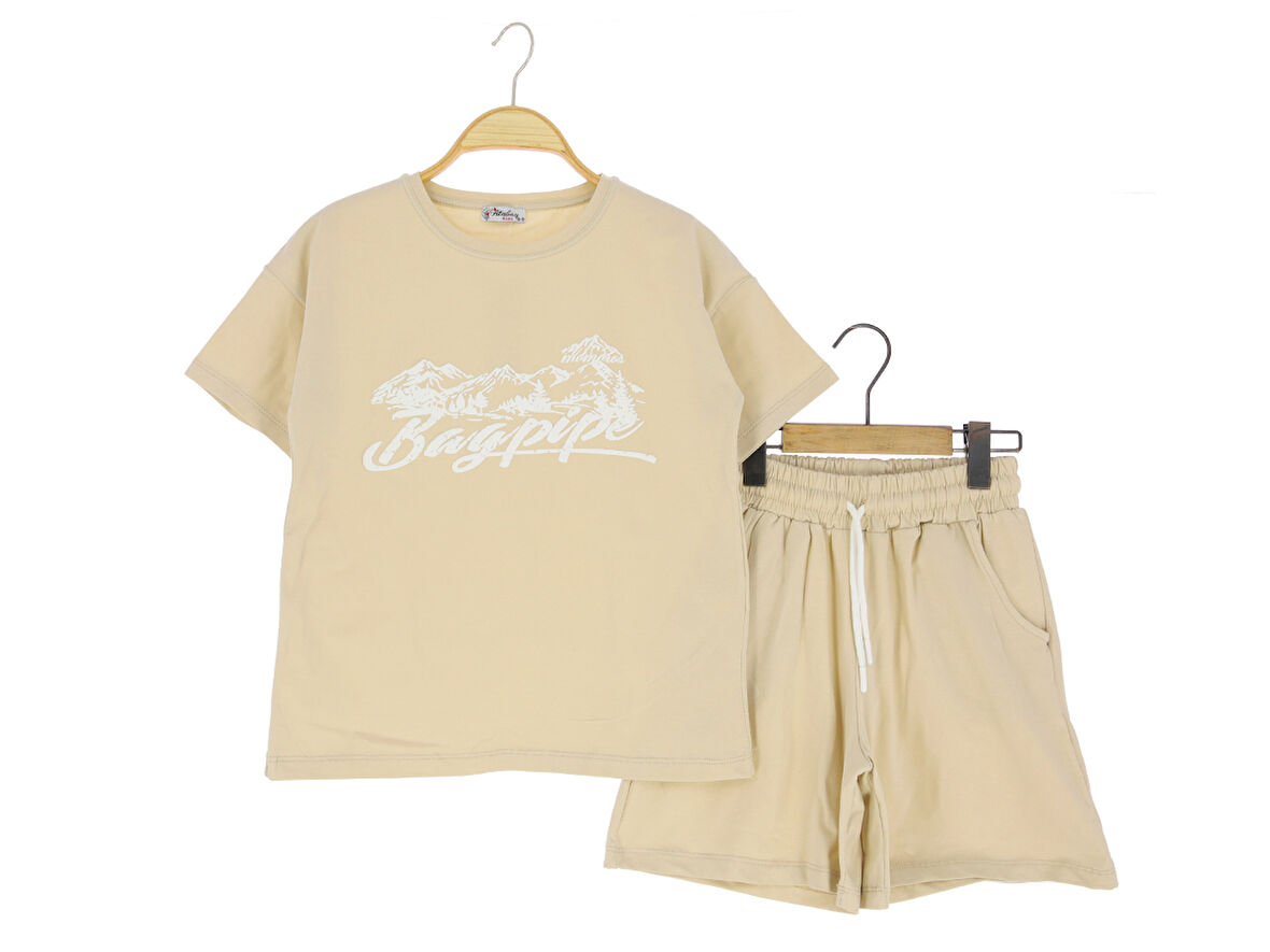 Kız Çocuk Şortlu Takım Baskılı