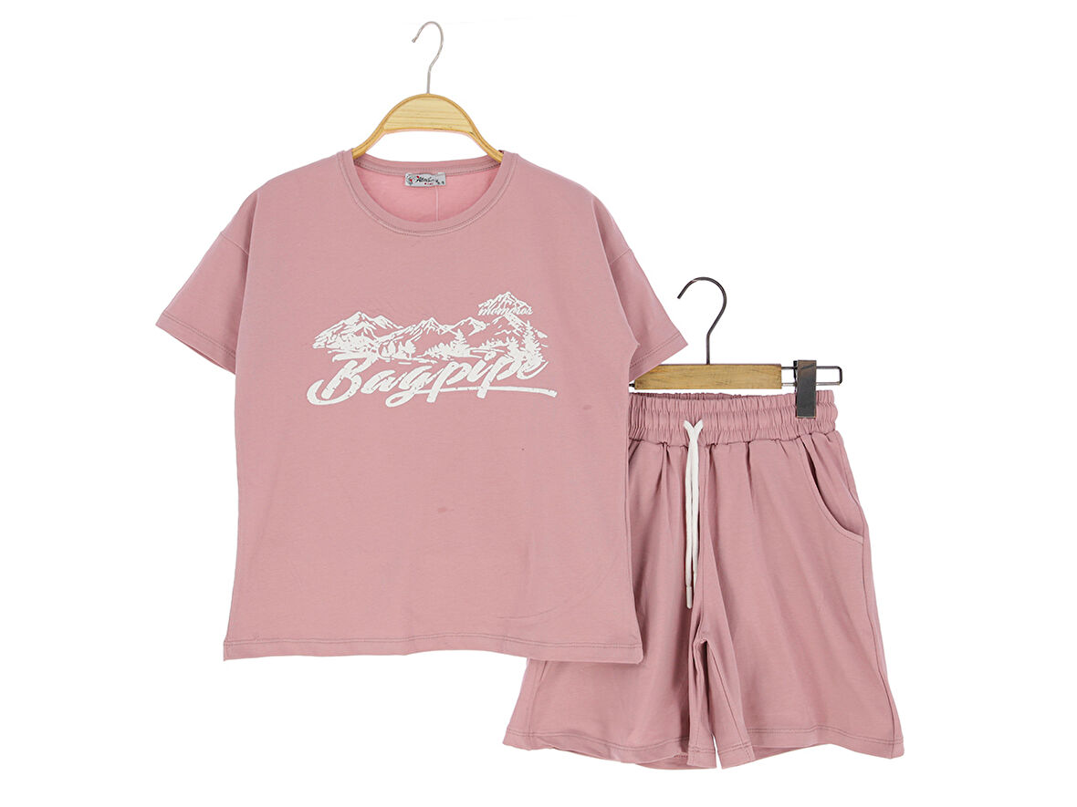 Kız Çocuk Şortlu Takım Baskılı