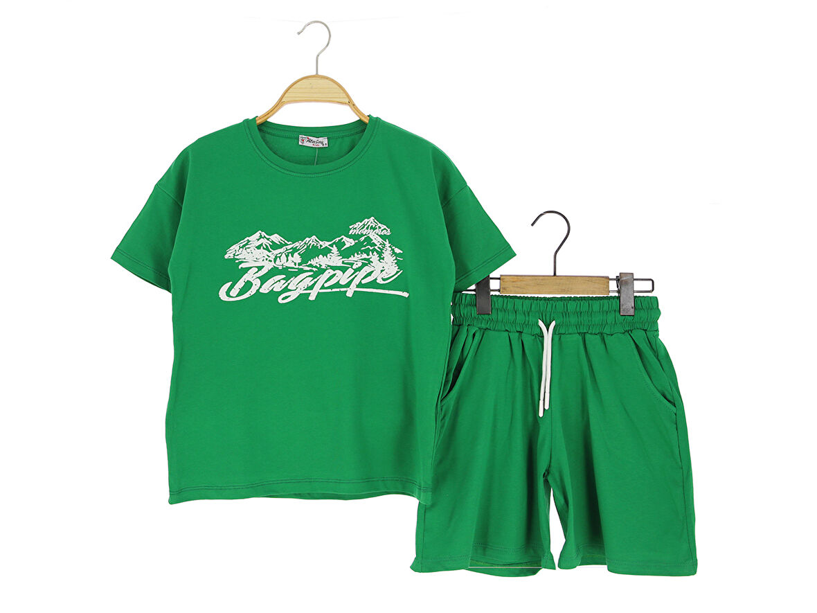 Kız Çocuk Şortlu Takım Baskılı