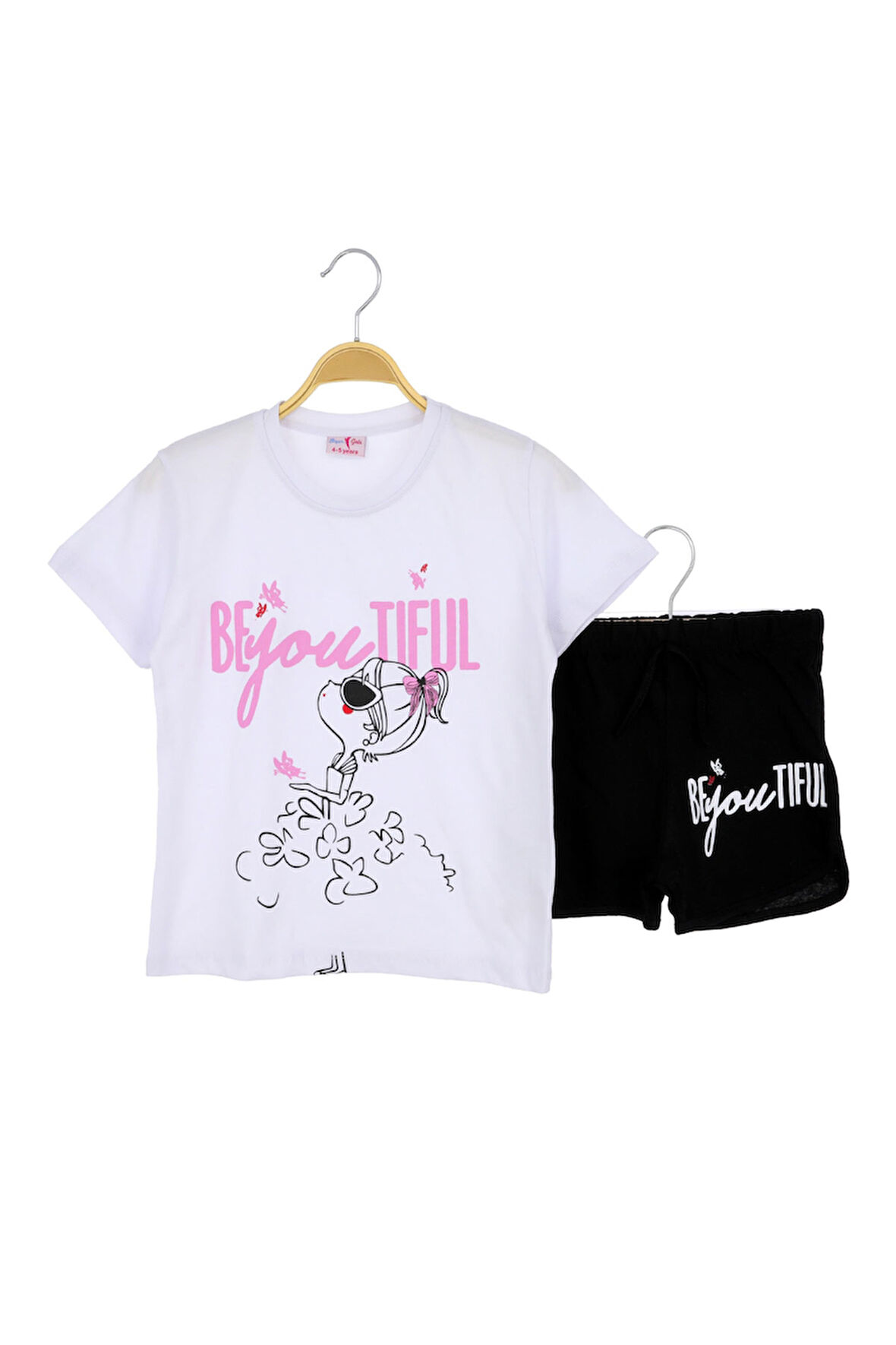 Kız Çocuk Takım Şortlu Baskılı