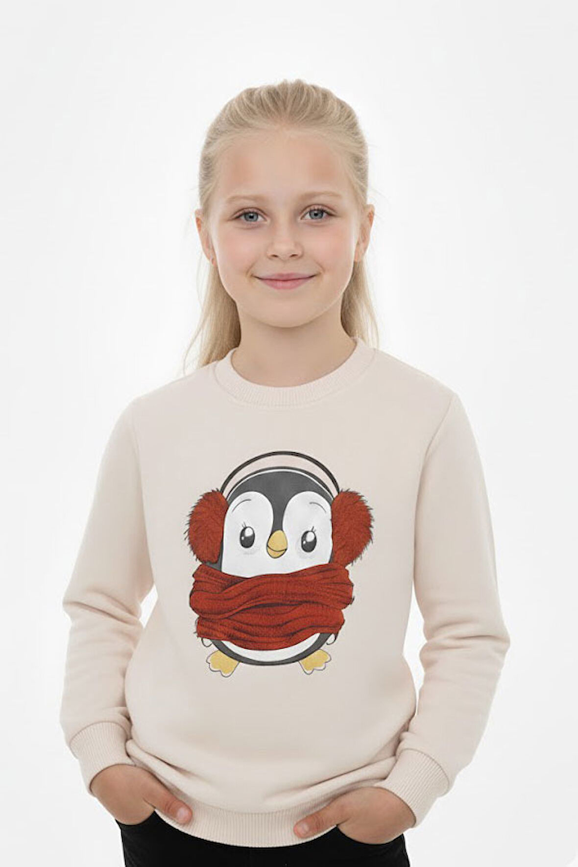 Kız Çocuk Sweatshirt Baskılı Şardonlu Kışlık