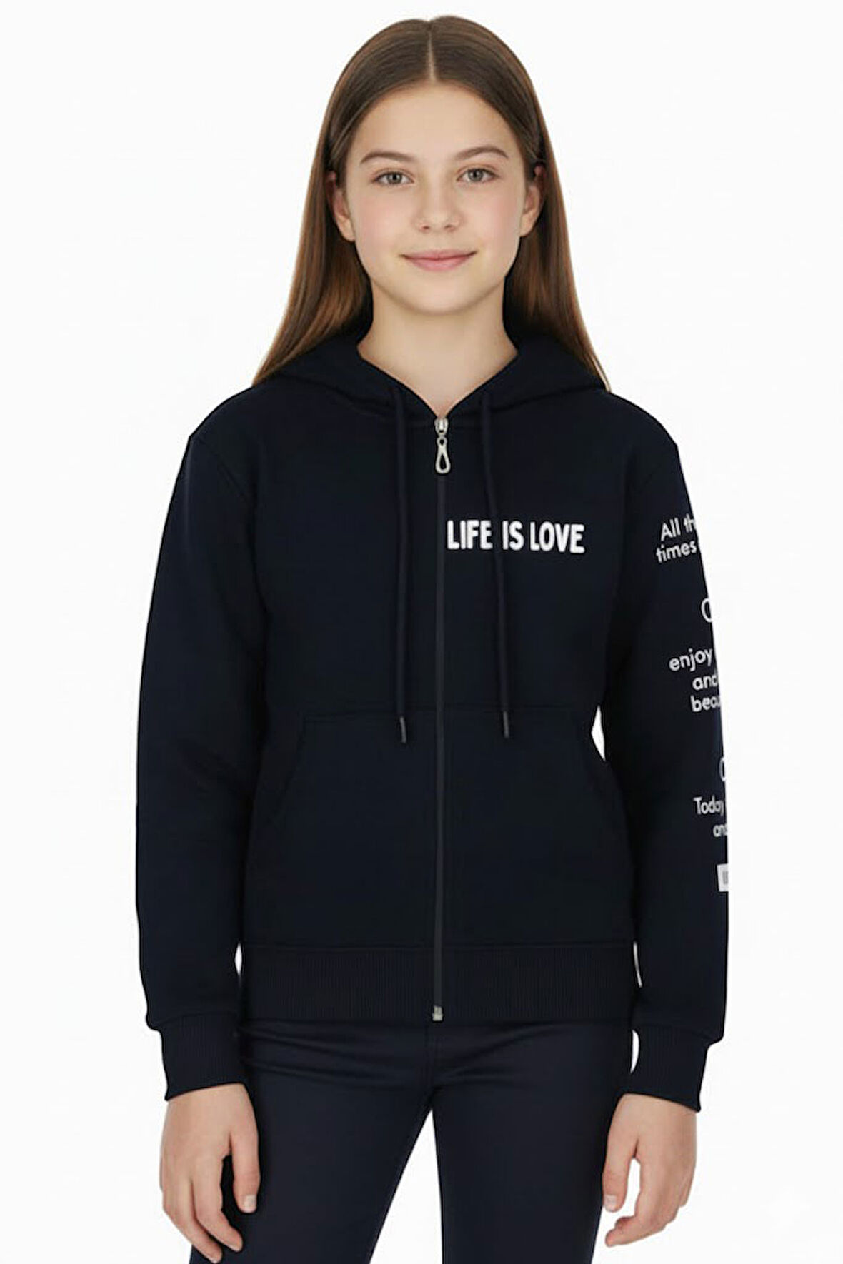 Kız çocuk Hırka Baskılı Kışlık Şardonlu