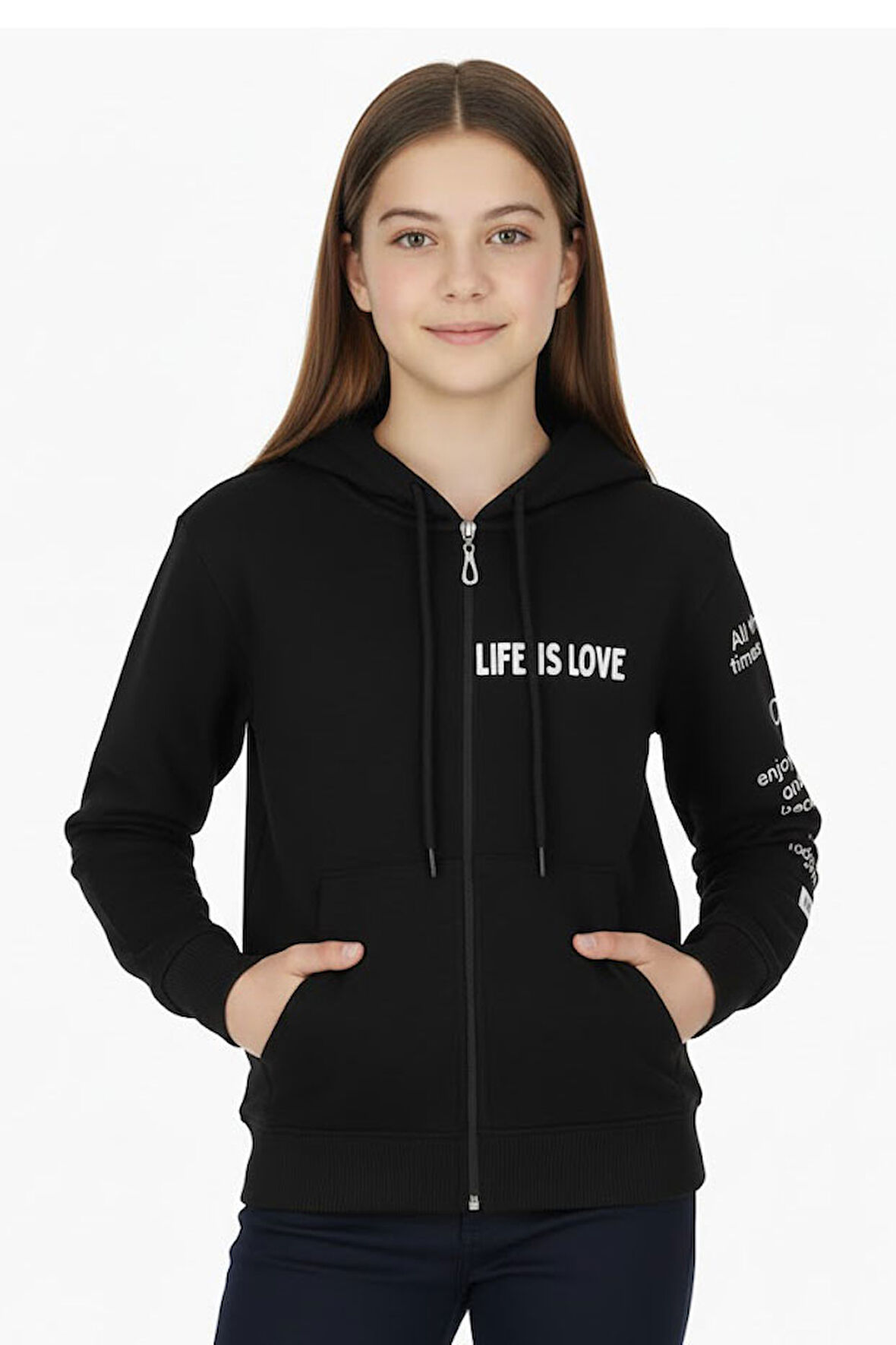 Kız çocuk Hırka Baskılı Kışlık Şardonlu