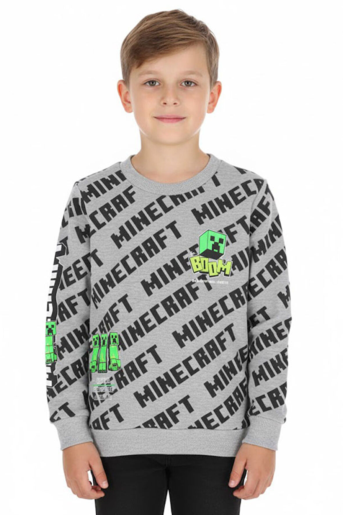 Erkek Çocuk Sweatshirt Minecraft Baskılı