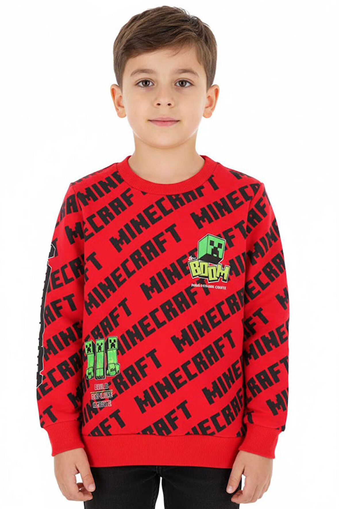 Erkek Çocuk Sweatshirt Minecraft Baskılı
