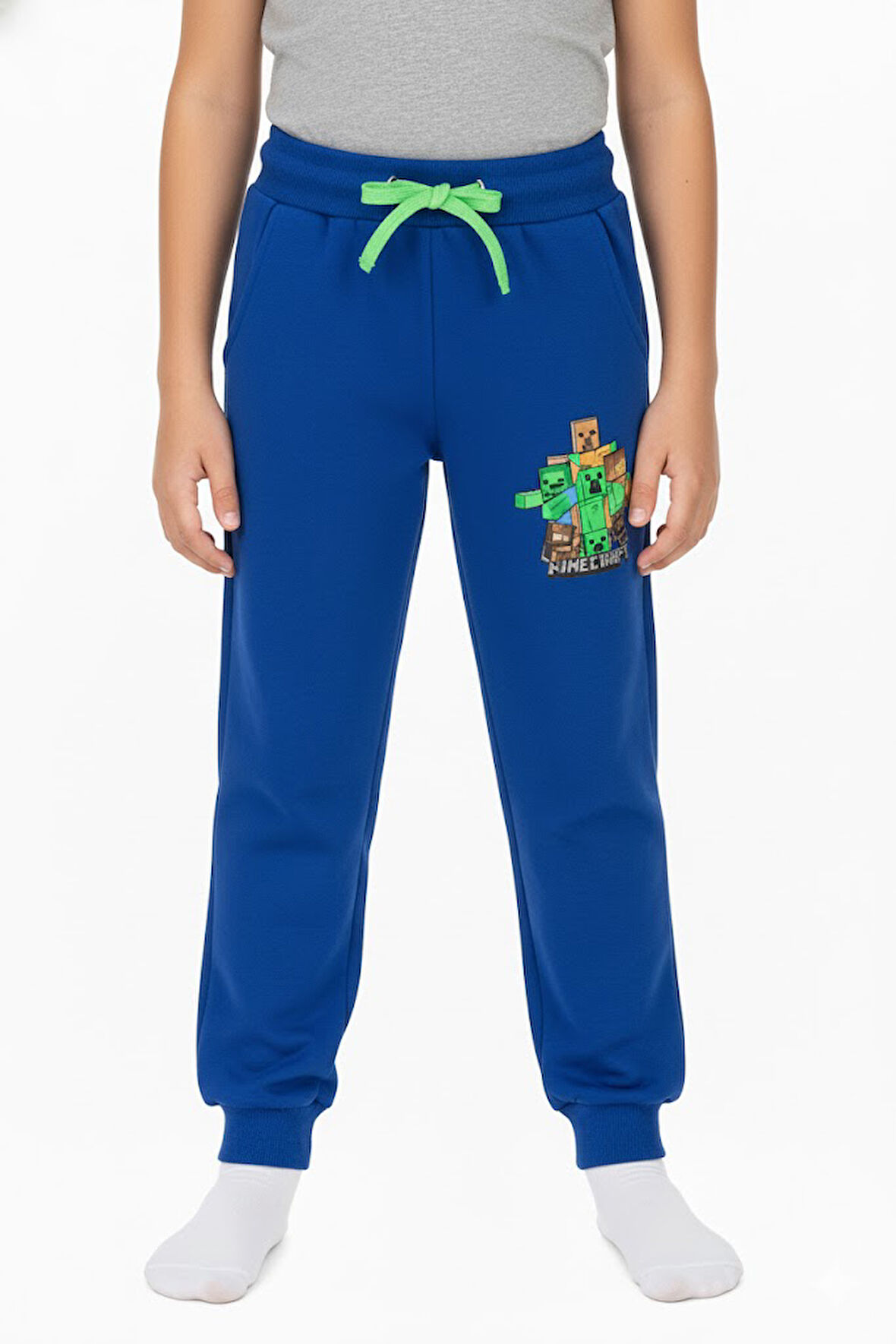 Erkek çocuk eşofman altı 2 iplik şardonlu minecreft baskılı