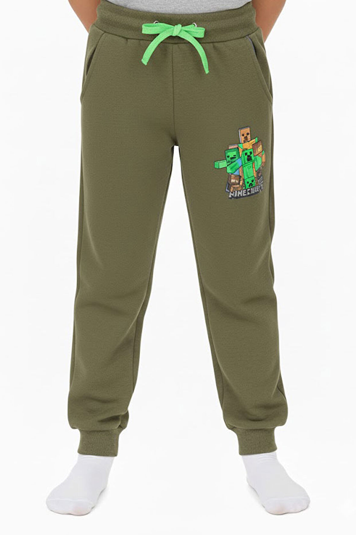 Erkek çocuk eşofman altı 2 iplik şardonlu minecreft baskılı