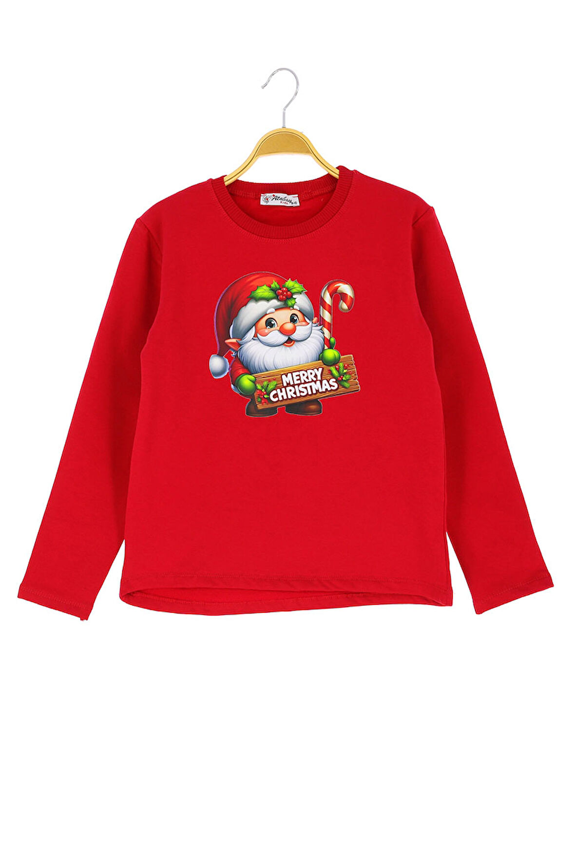 Kız Çocuk Bluz  Baskılı Noellik Kışlık Şardonlu