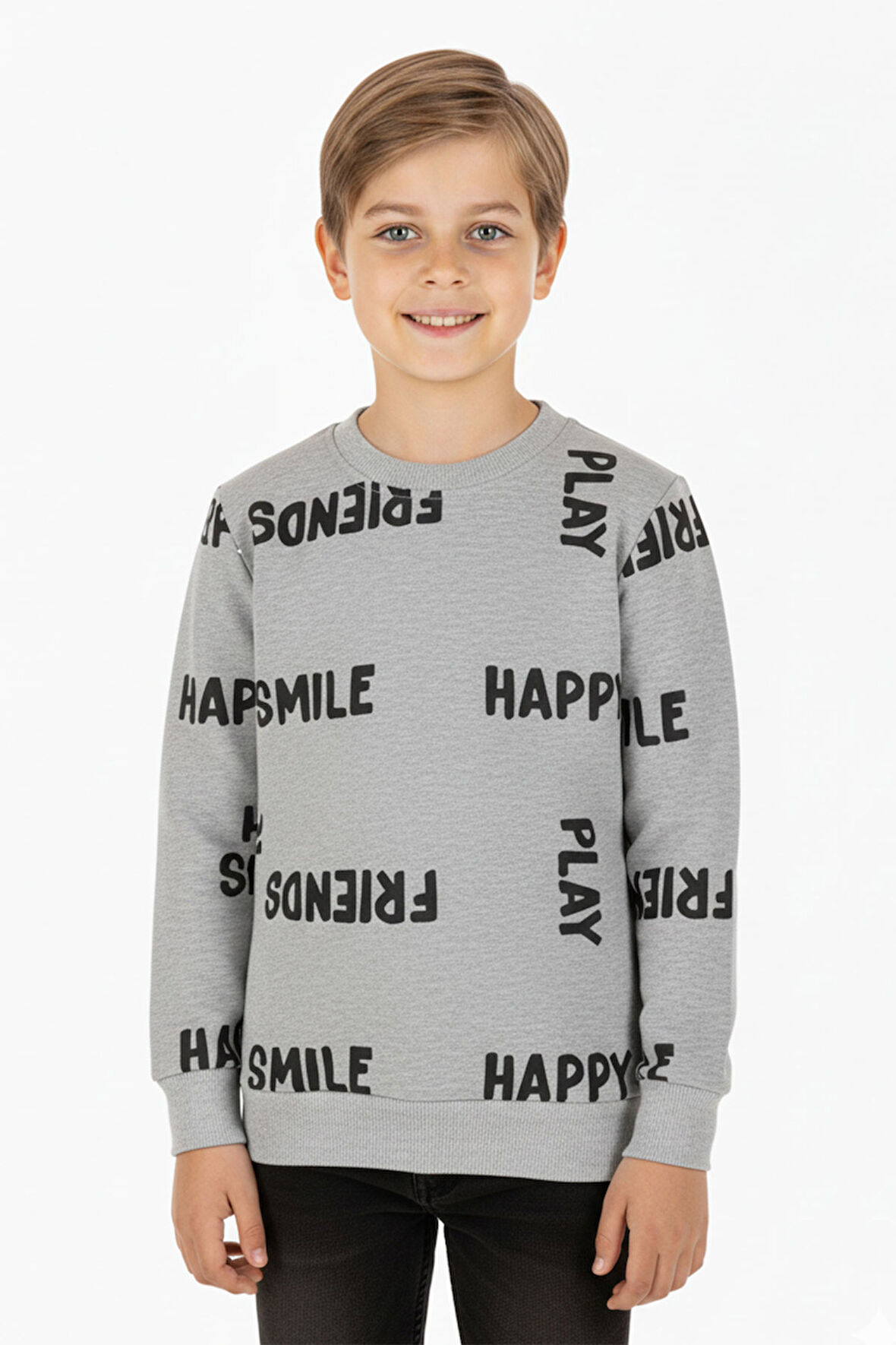 Erkek çocuk swatshirt 2 iplik şardonlu baskılı