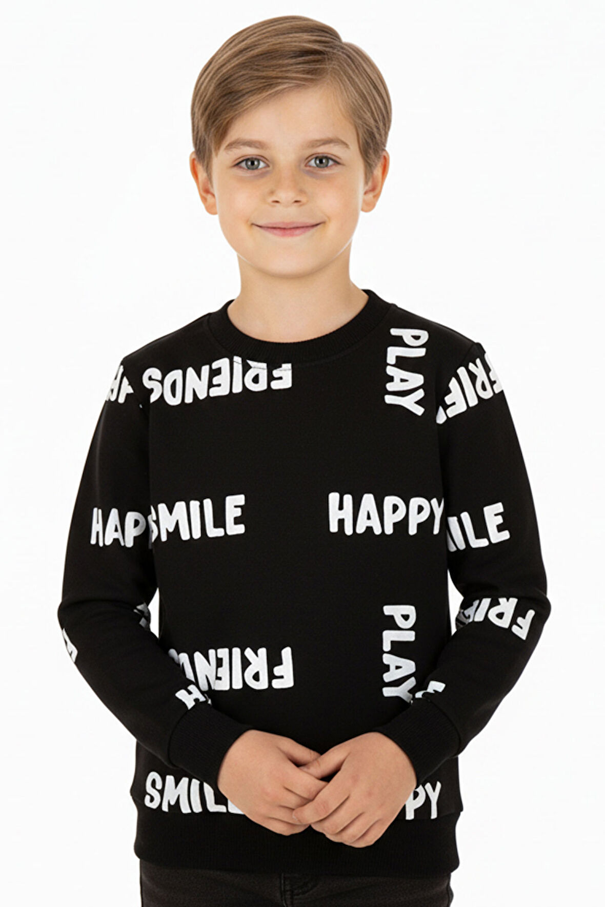 Erkek çocuk swatshirt 2 iplik şardonlu baskılı